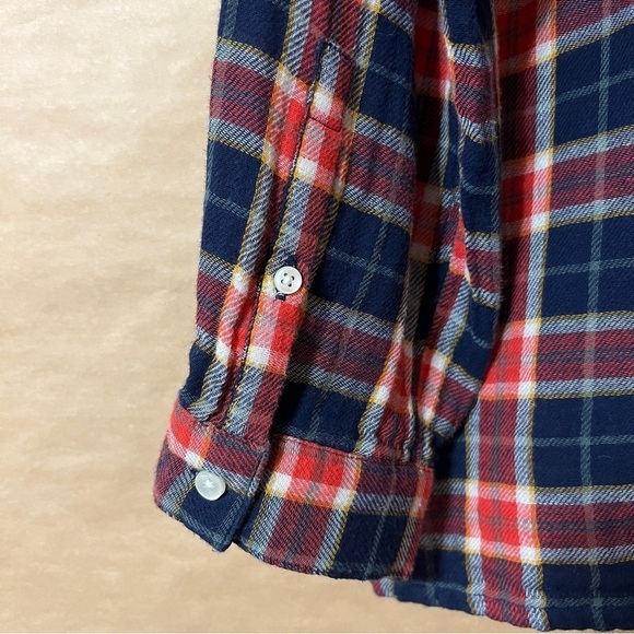 Trovata Birds Of Paradis | Logan Henley Plaid Popover Top Button Blouse Size L - Picture 9 of 10